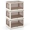 3-Pack Foldable Storage Bins with Top Lid Wheels and Push Latch Doors for Home Organization